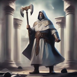 Create an image of a cleric wielding axes