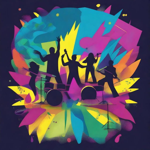 A vibrant and dynamic design for a music concert t-shirt