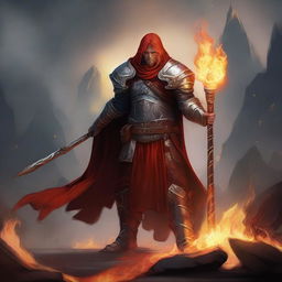 Create an image of a Fire Genasi warrior cleric