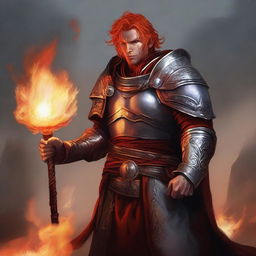 Create an image of a Fire Genasi warrior cleric