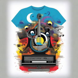 A dynamic and eye-catching t-shirt design for a concert music event