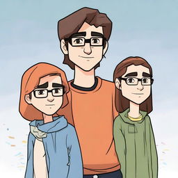 Create an image featuring three characters: Ethan, Max, and Lily