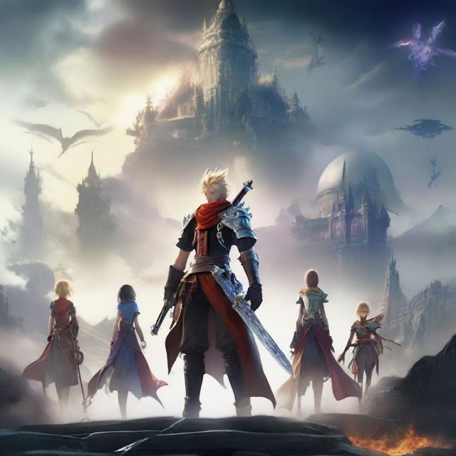 Create a detailed and vibrant image summarizing the story of Final Fantasy XVI in the world of Valisthea