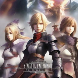 Create a detailed and vibrant image summarizing the story of Final Fantasy XVI in the world of Valisthea