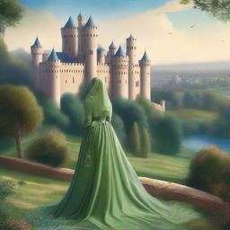 A picturesque book cover featuring a majestic kingdom in the background, with towering castles and lush landscapes