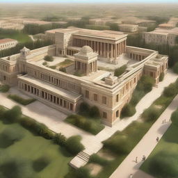 An artistic depiction of Ancient King David's palace, showcasing grand architecture with intricate details