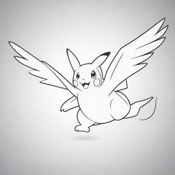 Outline of a creative, flying type Pokemon in a dynamic pose, suitable for coloring