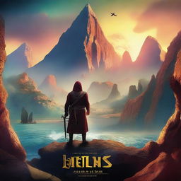 Create a visually stunning film poster featuring an epic adventure theme