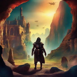 Create a visually stunning film poster featuring an epic adventure theme