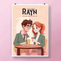 Create a poster for a romantic comedy novel featuring characters named Rayn and Dere