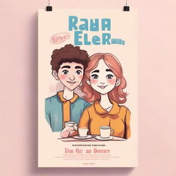 Create a poster for a romantic comedy novel featuring characters named Rayn and Dere