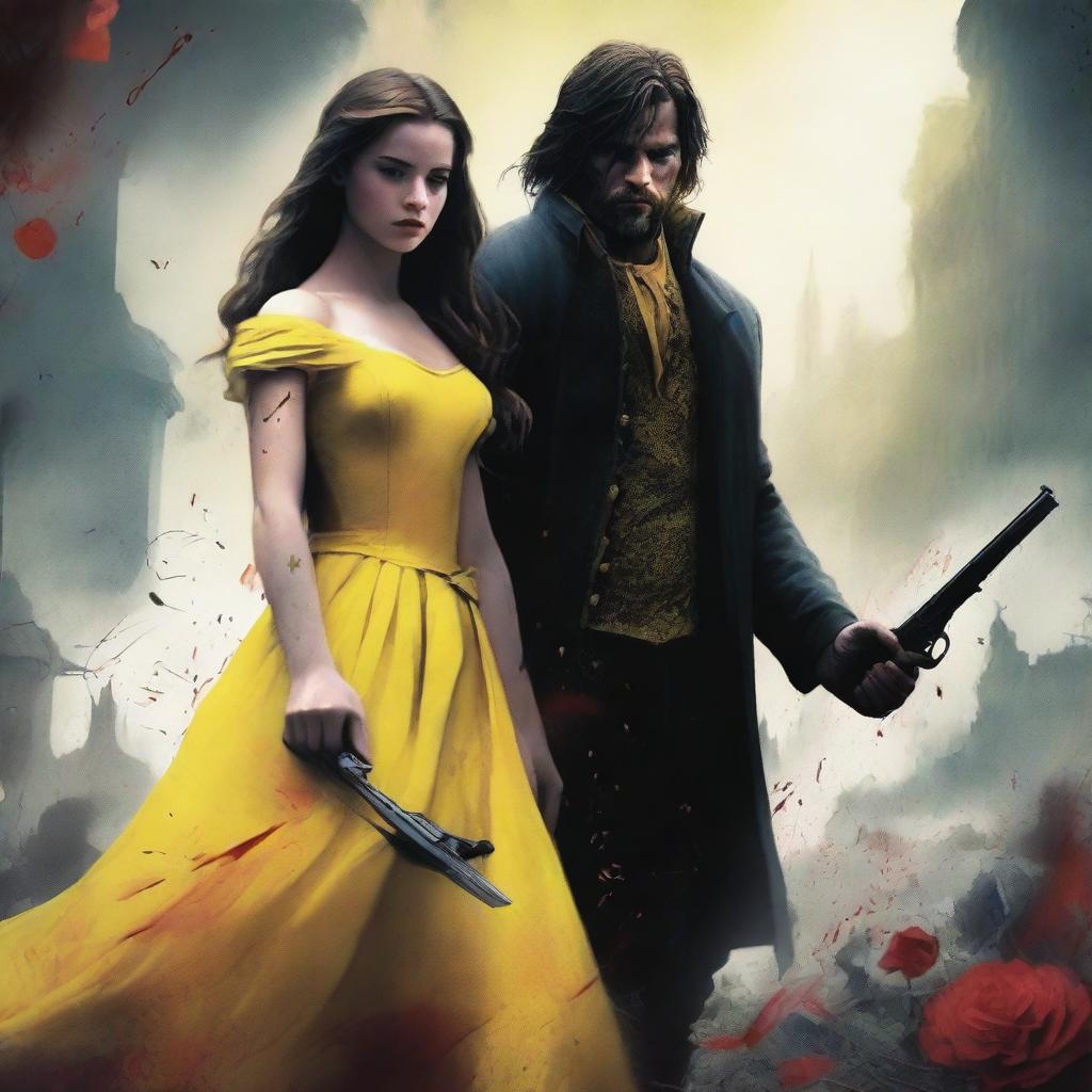 A dark-themed cover featuring a girl wearing a yellow dress similar to Belle from Beauty and the Beast