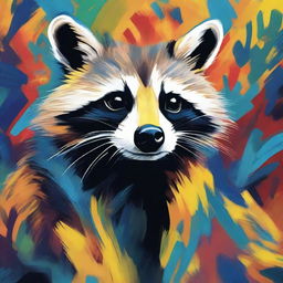 A raccoon depicted in the style of a Van Gogh painting