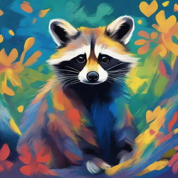 A raccoon depicted in the style of a Van Gogh painting