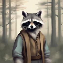 A raccoon depicted in the style of an old painting