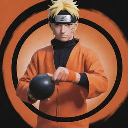 A detailed, vibrant image of Naruto Uzumaki, a ninja from the eponymous anime, dressed in his classic orange and black outfit, holding a Rasengan sphere in his hand.