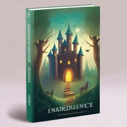 Create a captivating book cover featuring an enchanted forest with mystical creatures