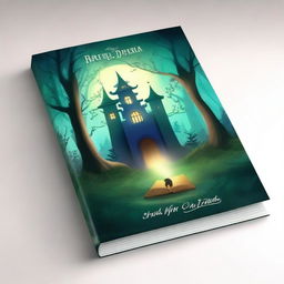 Create a captivating book cover featuring an enchanted forest with mystical creatures