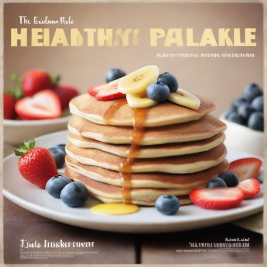 A movie poster featuring a stack of healthy pancakes made with whole grains and topped with fresh fruits like blueberries, strawberries, and banana slices