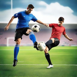 Create a highly realistic image of a soccer player scoring a penalty