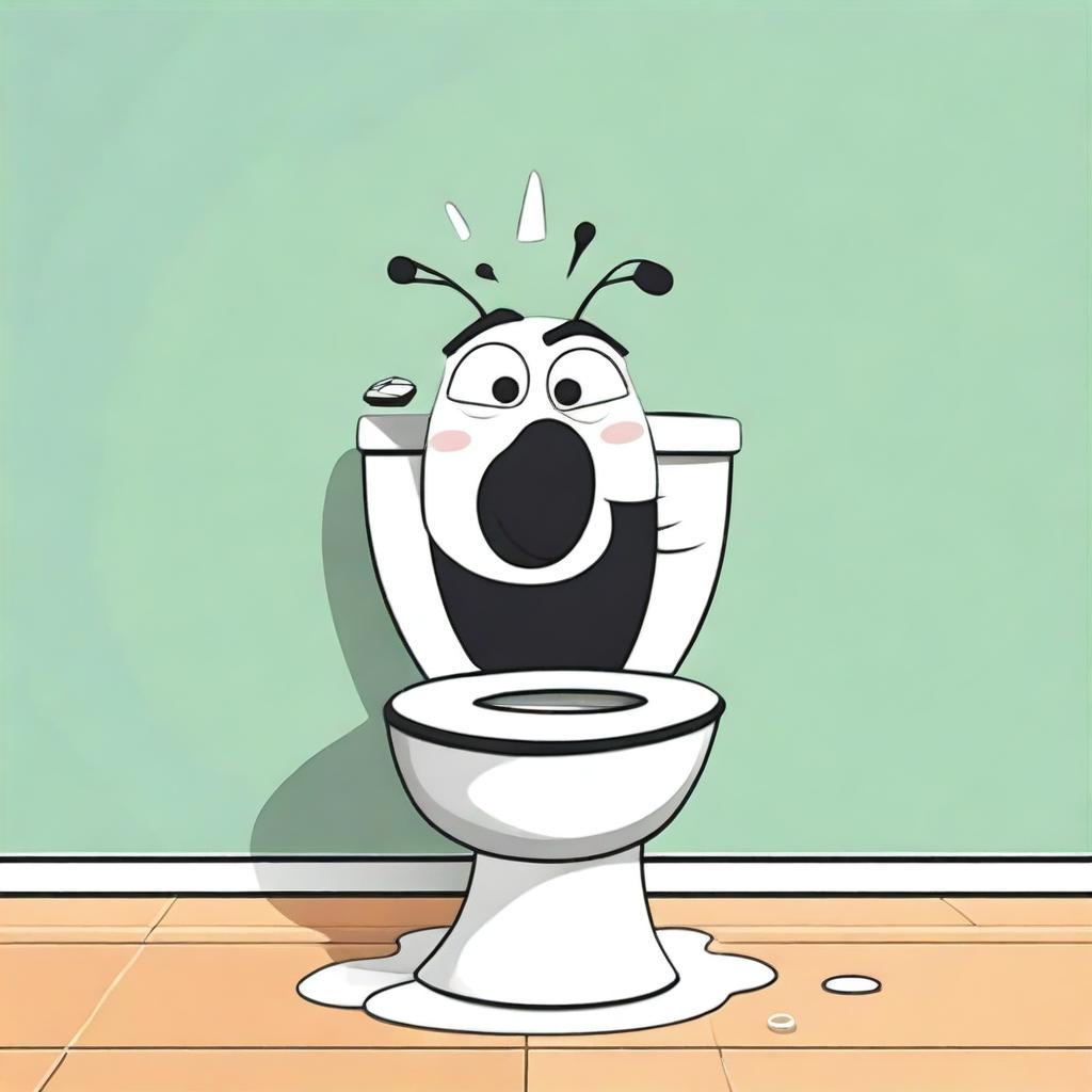 Create a whimsical and humorous image of a toilet performing a dance move, inspired by the 'skibidi' dance