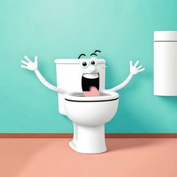 Create a whimsical and humorous image of a toilet performing a dance move, inspired by the 'skibidi' dance