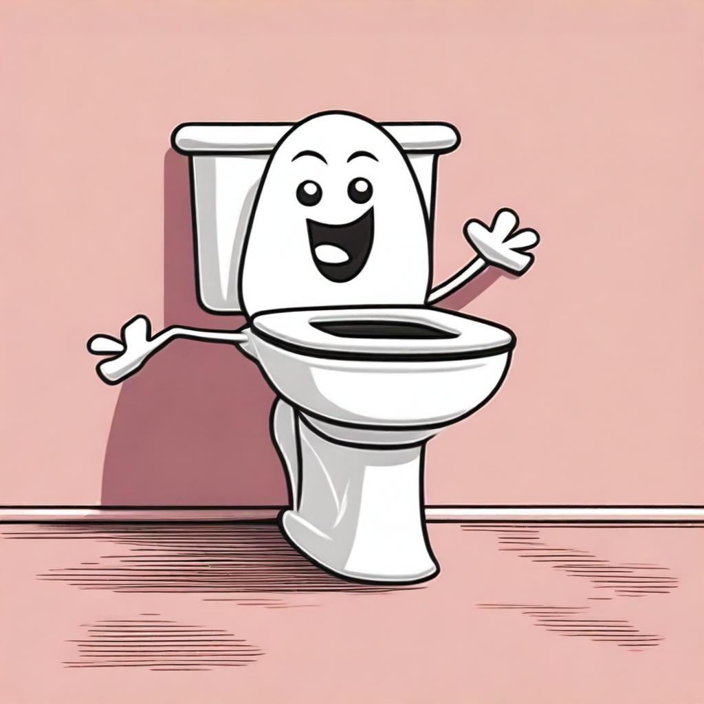 Create a whimsical and humorous image of a toilet performing a dance move, inspired by the 'skibidi' dance