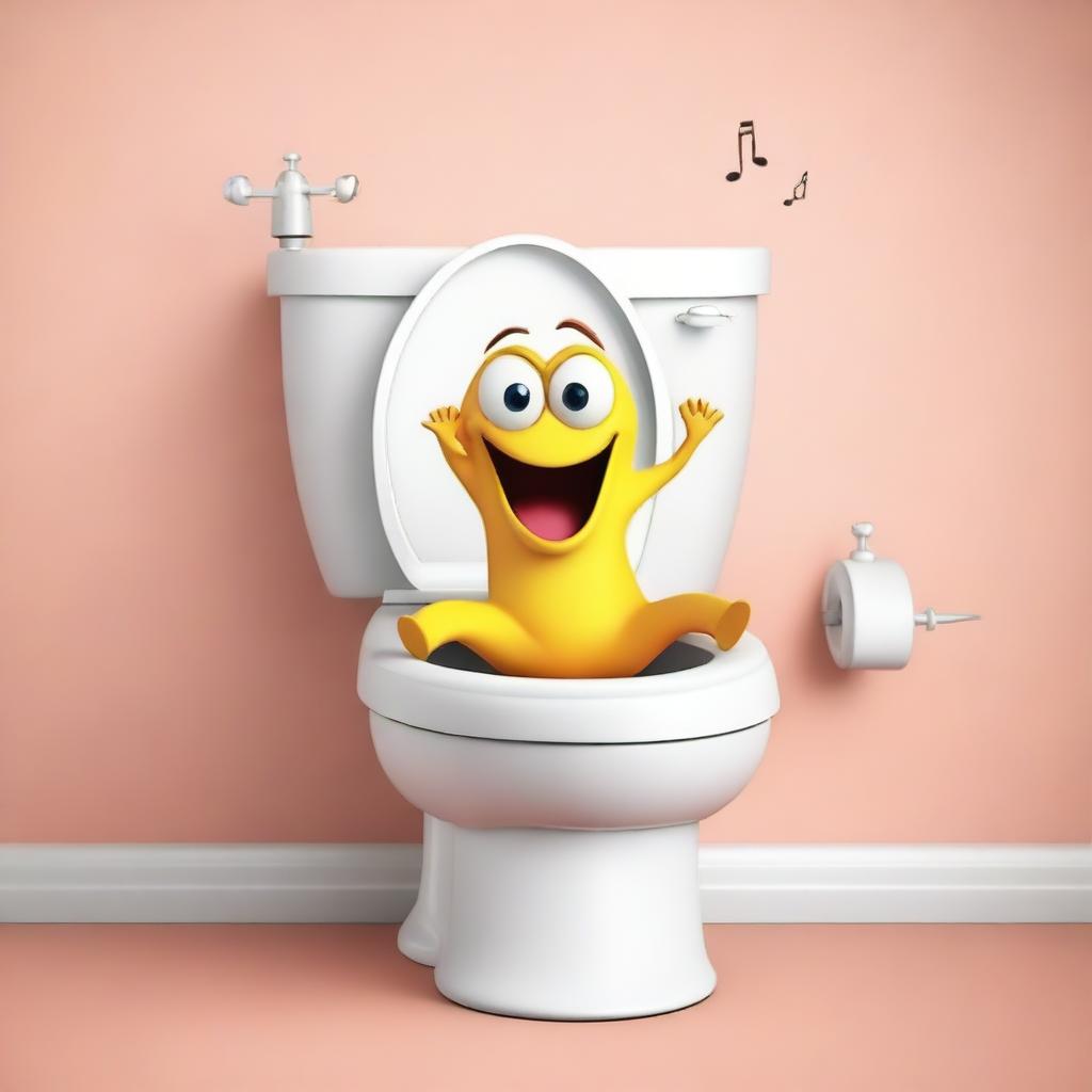 Create a whimsical and humorous image of a toilet dancing in a skibidi style