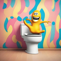 Create a whimsical and humorous image of a toilet dancing in a skibidi style