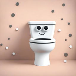 A whimsical and humorous scene featuring a toilet with googly eyes and a quirky expression, as if it is dancing or moving in a funny way