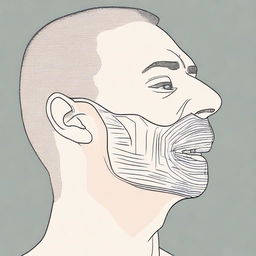 A detailed illustration of a person practicing mewing, showing the correct tongue posture and alignment of the jaw