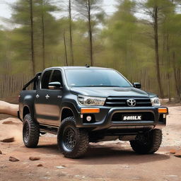 A detailed image of a Toyota Hilux N70 equipped with a 4-inch lift kit and 35-inch tires