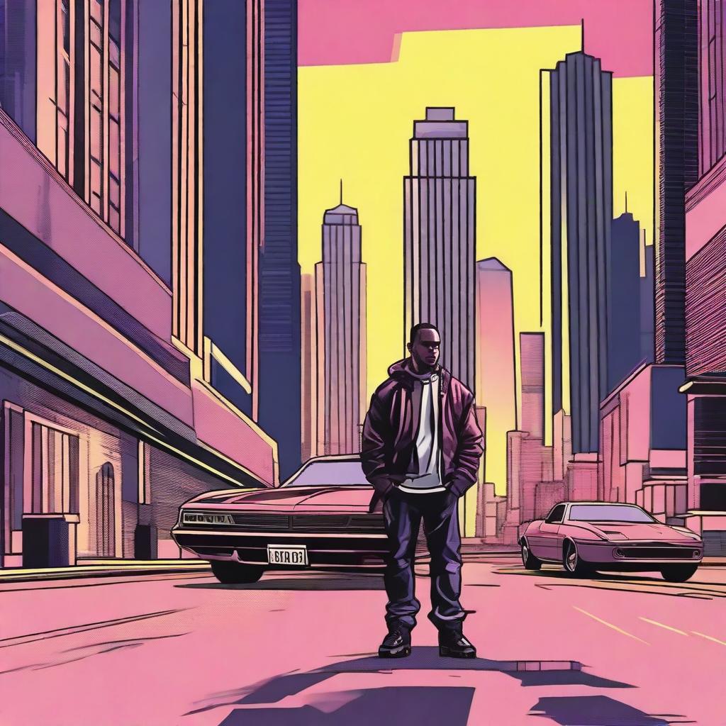 Create an image inspired by the Grand Theft Auto (GTA) video game series