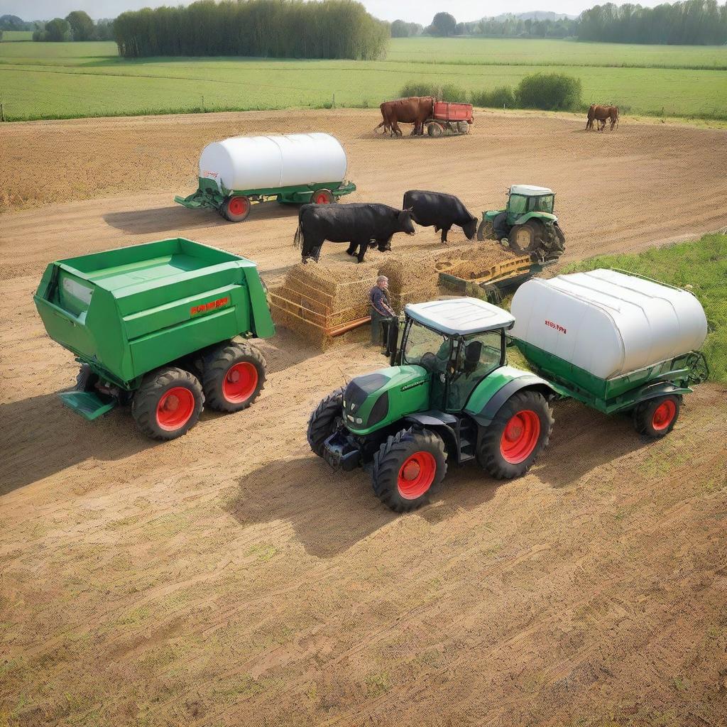 A Fendt Vario 818 tractor feeding cows with a feed wagon