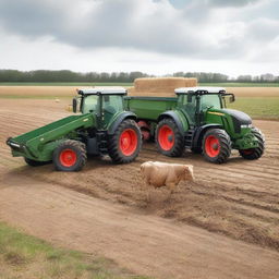 A Fendt Vario 818 tractor feeding cows with a feed wagon