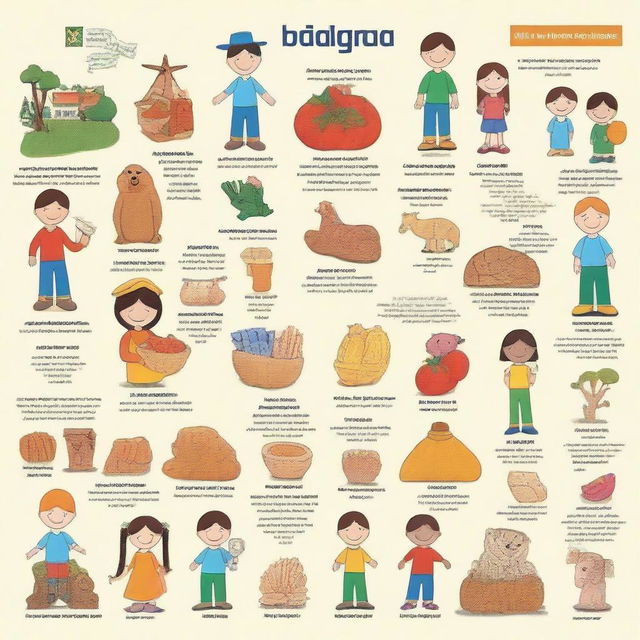 A bilingual image featuring both English and Spanish text, with a friendly and educational theme