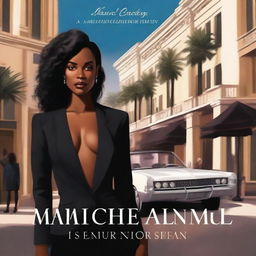 A book cover featuring a young black woman standing on Rodeo Drive in Beverly Hills, dressed stylishly