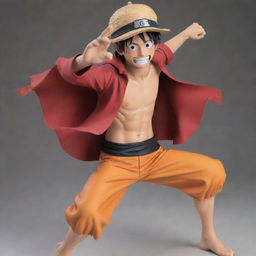 Naruto Uzumaki wearing Monkey D. Luffy's signature outfit from One Piece in a heroic pose