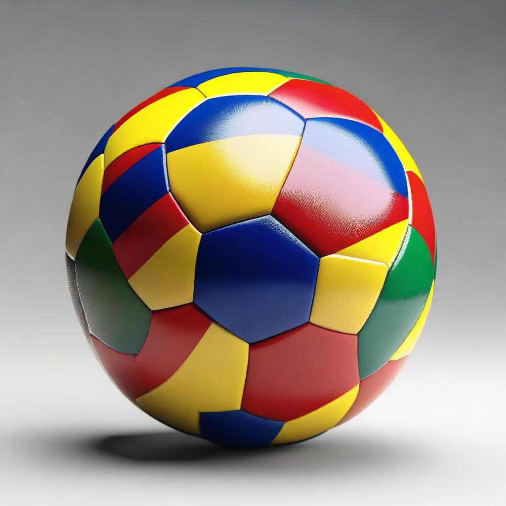 Create a detailed image of the 2022 World Cup soccer ball with the sun setting behind it