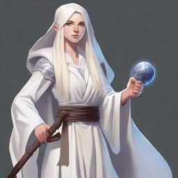 A full-body image of a young woman in the style of Dungeons and Dragons