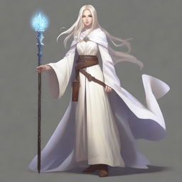 A full-body image of a young woman in the style of Dungeons and Dragons