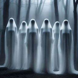 A group of alluring female ghosts with ethereal, flowing forms