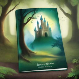 Create a captivating book cover featuring an enchanted forest with a mystical aura