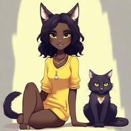 Create an image of Emma, an 18-year-old female cat demi-human character