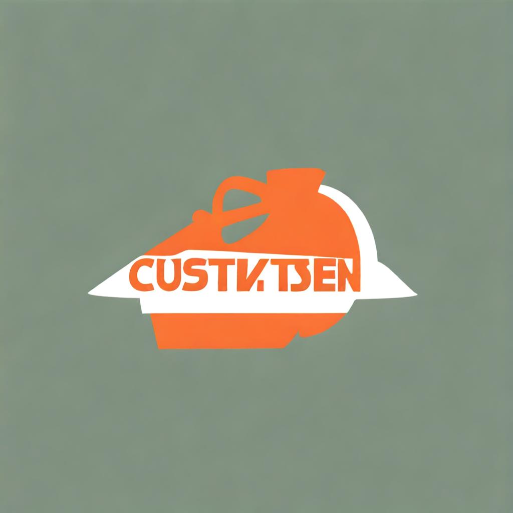 A business logo with primary colors orange and white that says 'Custom Cuts'