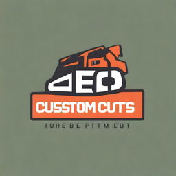 A business logo with primary colors orange and white that says 'Custom Cuts'