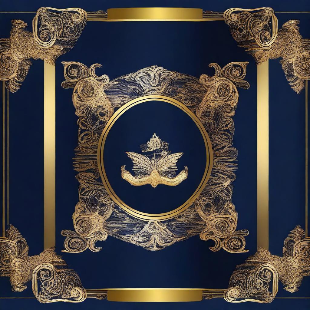 A background with navy blue and gold colors