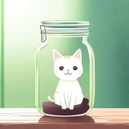 A tiny, adorable cat sitting inside a glass mason jar