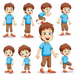 Create a character of a cute little 5-year-old boy with brown hair and blue eyes