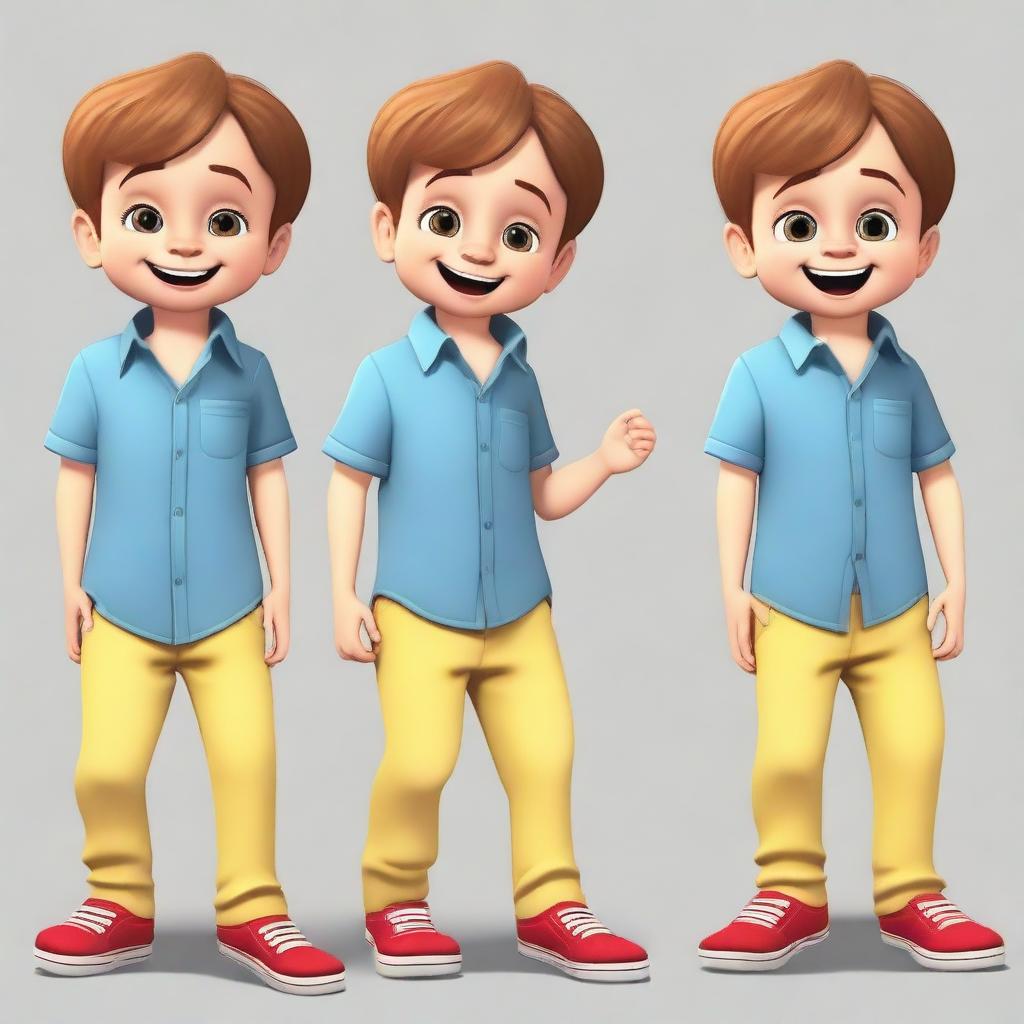 Create a character of a cute little 5-year-old boy with the same hair color and eye color